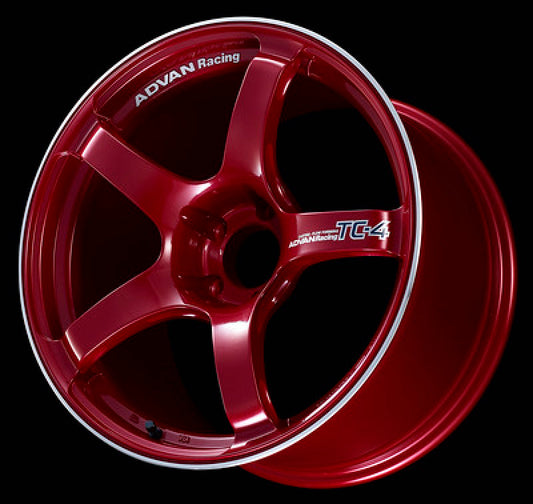 ADVAN Racing TC-4 17x8 +35 4x100 Wheel - Candy Red & Ring - YAD7G35ACRR
