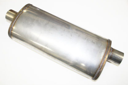 JBA Universal Straight-Through Style 304SS Muffler 18x8x5 2.5in Inlet Diameter Offset/Center JBA