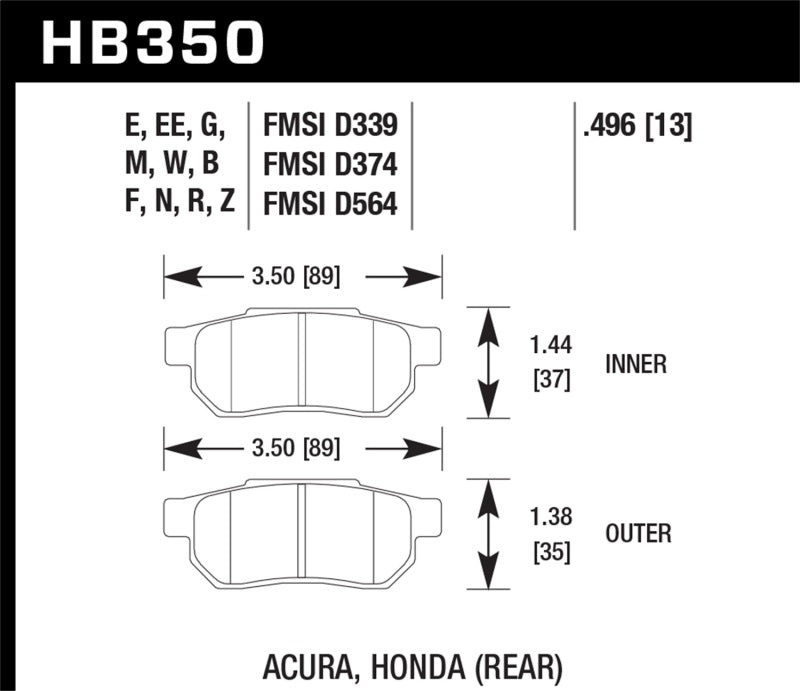 Hawk 1990-1993 Acura Integra GS HPS 5.0 Rear Brake Pads - eliteracefab.com