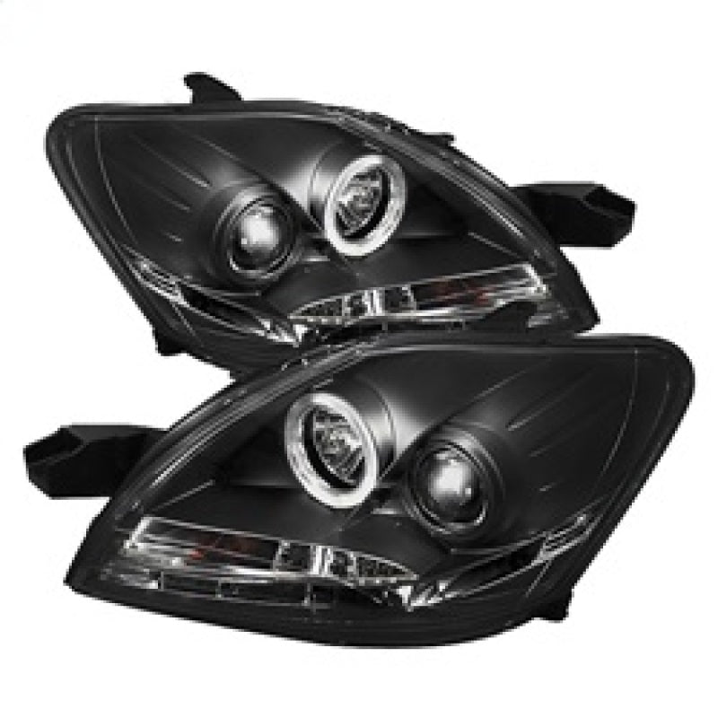 Spyder Toyota Yaris 07-11 4Dr Projector Headlights LED Halo DRL Blk PRO-YD-TYA074D-DRL-BK - eliteracefab.com