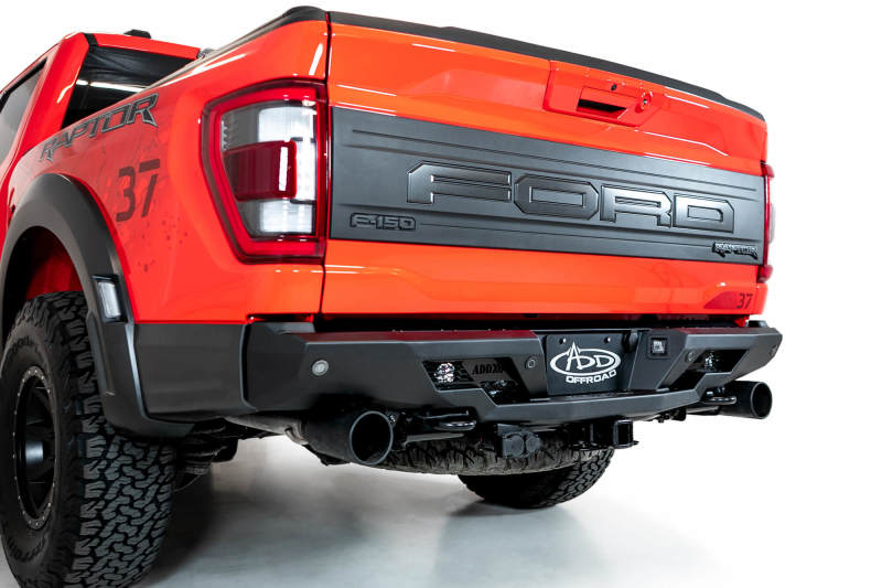 Addictive Desert Designs 2022+ Ford Raptor Stealth Fighter R Bumper w/ 2 Cube Lights - Hammer Black - eliteracefab.com