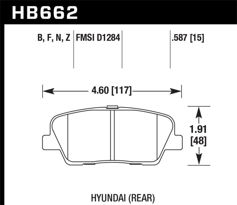 Hawk Performance HP+ Rear Brake Pads - HB662N.587