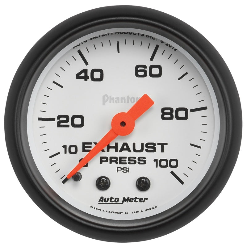 Autometer Phantom 2-1/16in 0-100 PSI Mechnical Exhaust (Drive) Pressure Gauge 5726