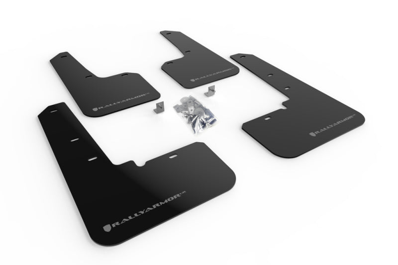 Rally Armor UR Mudflaps Urethane - Subaru Outback 2020+ - Black/Silver - eliteracefab.com