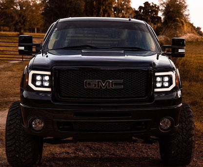 07-13 GMC Sierra PRO-Series Projector Headlights Black AlphaRex - eliteracefab.com