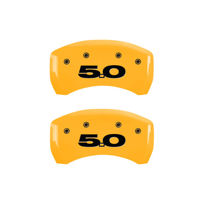 MGP 4 Caliper Covers Engraved Front Mustang Engraved Rear 50 Yellow finish black ch MGP