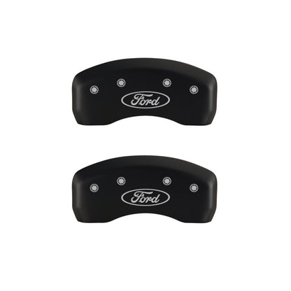 MGP 4 Caliper Covers Engraved Front & Rear Oval logo/Ford Red finish silver ch - eliteracefab.com