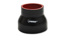 Load image into Gallery viewer, Vibrant 4 Ply Reinforced Silicone Transition Connector - 2.25in I.D. x 3in I.D. x 3in long (BLACK) - eliteracefab.com