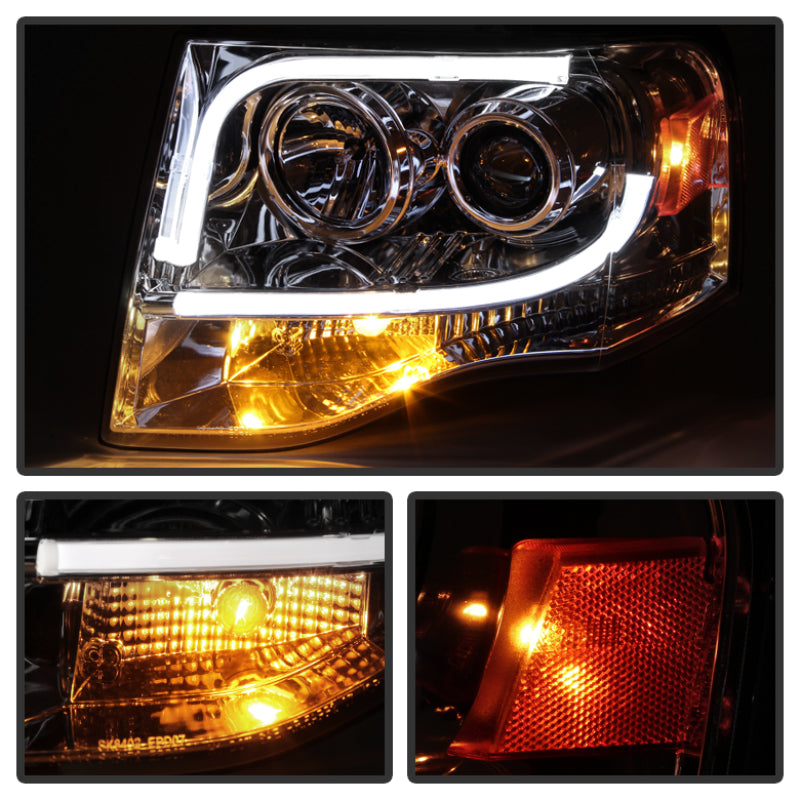 Spyder Ford Expedition 07-13 Projector Headlights Light Tube DRL Chrm PRO-YD-FE07-LTDRL-C - eliteracefab.com