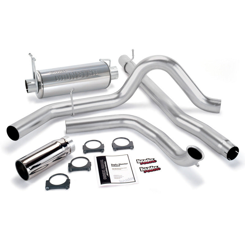 Banks Power 99-03 Ford 7.3L Monster Exhaust System - SS Single Exhaust w/ Chrome Tip - eliteracefab.com