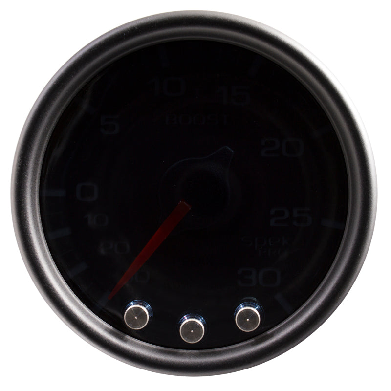 Autometer Spek-Pro Gauge Vac/Boost 2 1/16in 30Inhg-30psi Stepper Motor Peak & Warn Black/Smoke/Black - eliteracefab.com