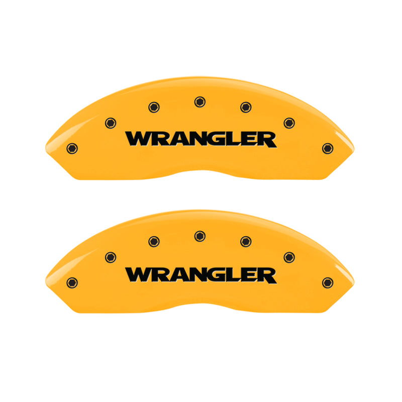MGP 4 Caliper Covers Engraved Front & Rear WRANGLER Yellow finish black ch MGP