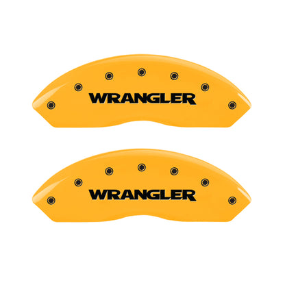 MGP 4 Caliper Covers Engraved Front & Rear WRANGLER Yellow finish black ch MGP
