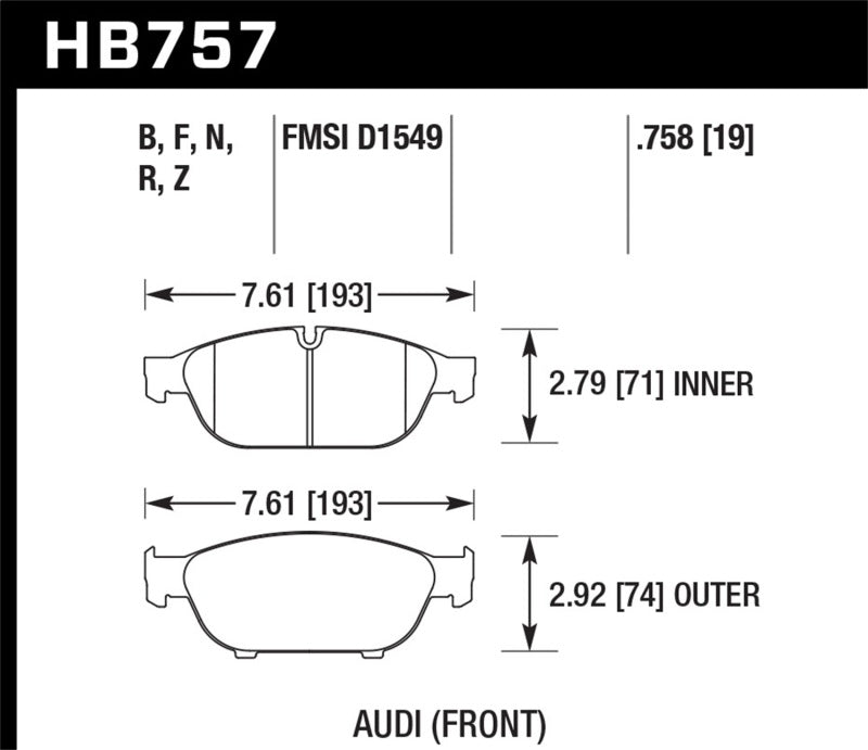 Hawk Performance HPS Front Brake Pads - HB757F.758