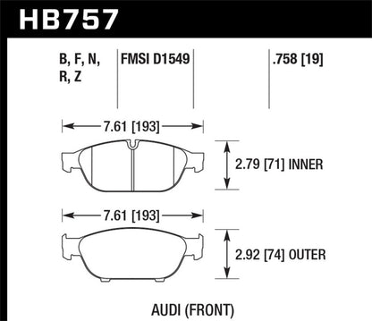 Hawk Performance HP+ Front Brake Pads - HB757N.758 Hawk Performance