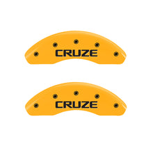 Load image into Gallery viewer, MGP 4 Caliper Covers Engraved Front &amp; Rear Cruze Yellow finish black ch MGP