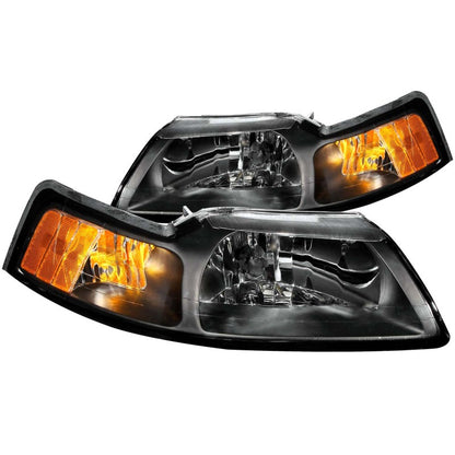 ANZO USA Ford Mustang Crystal Headlights Black; 1999-2004 - eliteracefab.com