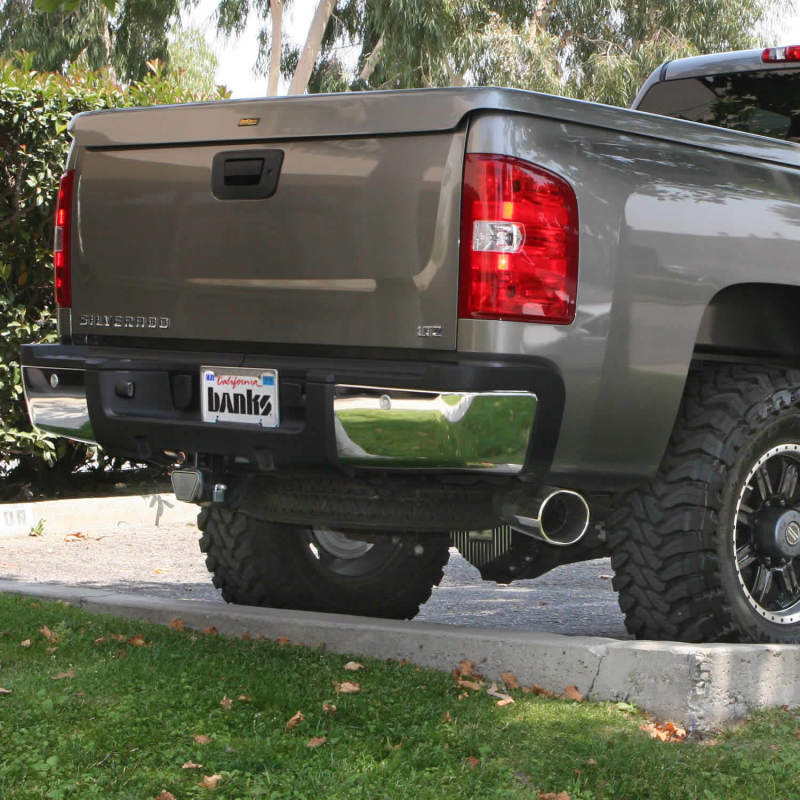 Banks Power 07-10 Chevy 6.6L LMM ECSB-CCLB Monster Exhaust System - SS Single Exhaust w/ Chrome Tip - eliteracefab.com