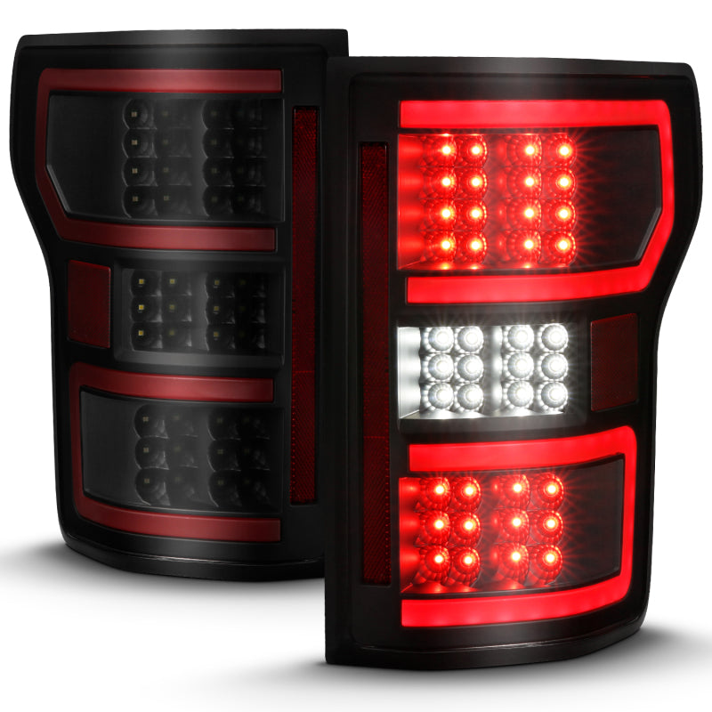 ANZO 18-19 Ford F-150 LED Taillight Black Housing Clear Lens Red Light Bar W/Sequential - eliteracefab.com