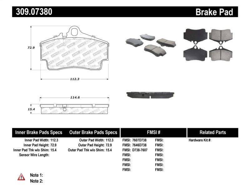 STOPTECH PERFORMANCE 97-04 PORSCHE BOXSTER / 00-08 BOXSTER S / 98-08 911 REAR BRAKE PADS, 309.07380 - eliteracefab.com