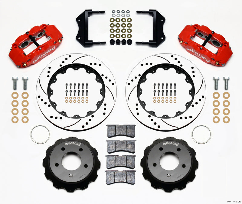 Wilwood Narrow Superlite 6R Front Hat Kit 14.00in Drilled Red 84-87 Corvette C4 Wilwood