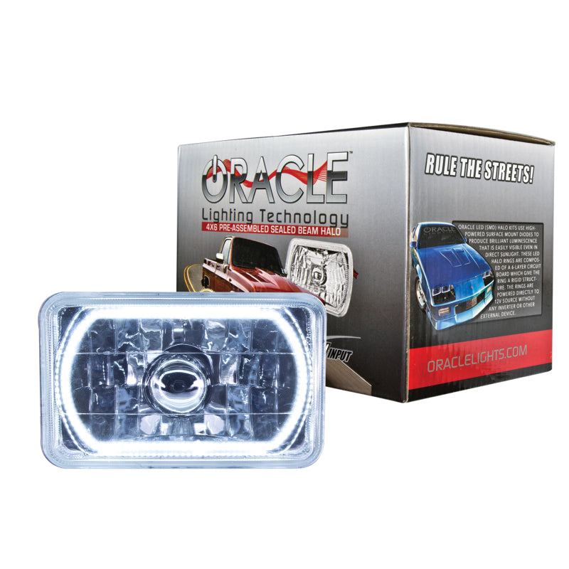 Oracle Pre-Installed Lights 4x6 IN. Sealed Beam - White Halo - eliteracefab.com