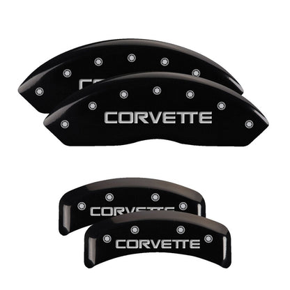 MGP 4 Caliper Covers Engraved F & R C4/Corvette Black Finish Silver Char 1988 Chevrolet Corvette - eliteracefab.com