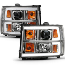 Load image into Gallery viewer, ANZO 2007-2013 Gmc Sierra 1500 Projector Headlight Plank Style Chrome w/ Clear Lens Amber - eliteracefab.com