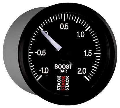 Autometer Stack 52mm -1 to +2 Bar (Incl T-Fitting) Pro Stepper Motor Boost Pressure Gauge - Black ST3311