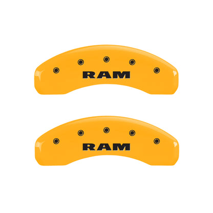 MGP 4 Caliper Covers Engraved Front & Rear Ram Yellow Finish Black Char 2007 Dodge Durango MGP