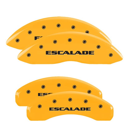 MGP 4 Caliper Covers Engraved Front & Rear Escalade Yellow finish black ch MGP