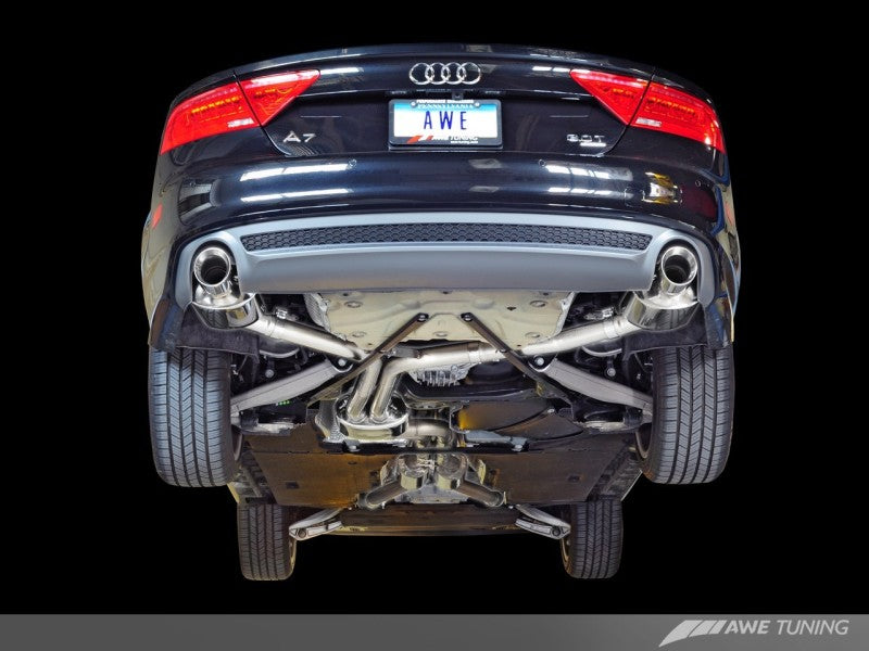 AWE Tuning Audi C7 A7 3.0T Touring Edition Exhaust - Dual Outlet Chrome Silver Tips - eliteracefab.com