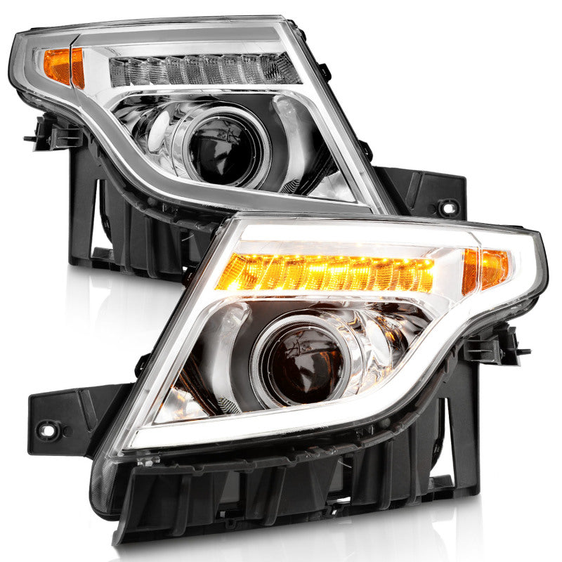 ANZO FORD EXPLORER 11-15 PROJECTOR PLANK STYLE HEADLIGHTS CHROME W/ LED SIGNAL (13-15 BASE, XLT, LIMITED) - 111576