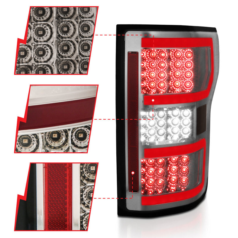 ANZO USA Ford F-150 Led Taillights Smoke; 2018-2017 - eliteracefab.com