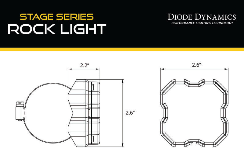 Diode Dynamics Stage Series Rock Light Tube Mount Adapter Kit (one) Diode Dynamics