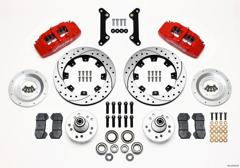 Wilwood Dynapro 6 Front Hub Kit 12.19in Drilled Red 70-78 Camaro Wilwood