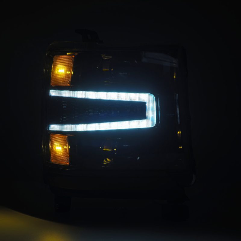 AlphaRex 16-18 Chevy 1500HD LUXX LED Proj Headlights Alpha-BK w/Seq Atv Lgt / SeqSig (Req PN 810023) - eliteracefab.com