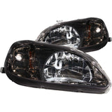 ANZO USA Honda Civic Crystal Headlights Gun-Metal Gray; 1999-2000