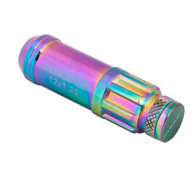 NRG 20-piece 700 Series M12 x 1.25 Steel Lug Nut and dust cap cover Set Neochrome plus lock socket - eliteracefab.com