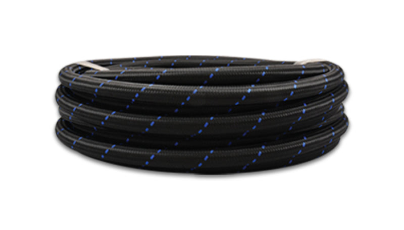 Vibrant -10 AN Two-Tone Black/Blue Nylon Braided Flex Hose (5 foot roll) - eliteracefab.com