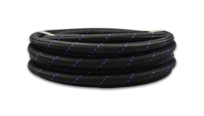 Vibrant -6 AN Two-Tone Black/Blue Nylon Braided Flex Hose (5 foot roll) - eliteracefab.com