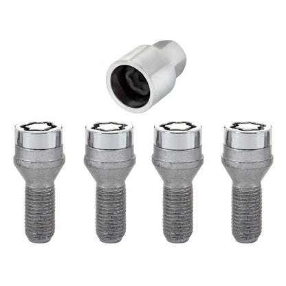 McGard Wheel Lock Bolt Set - 4pk. (Cone Seat) M14X1.25 / 17mm Hex / 27.3mm Shank Length - Chrome - eliteracefab.com