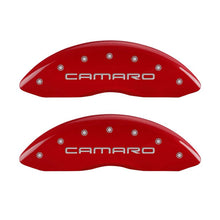 Load image into Gallery viewer, MGP 4 Caliper Covers Engraved Front &amp; Rear Gen 4/Camaro Red finish silver ch MGP