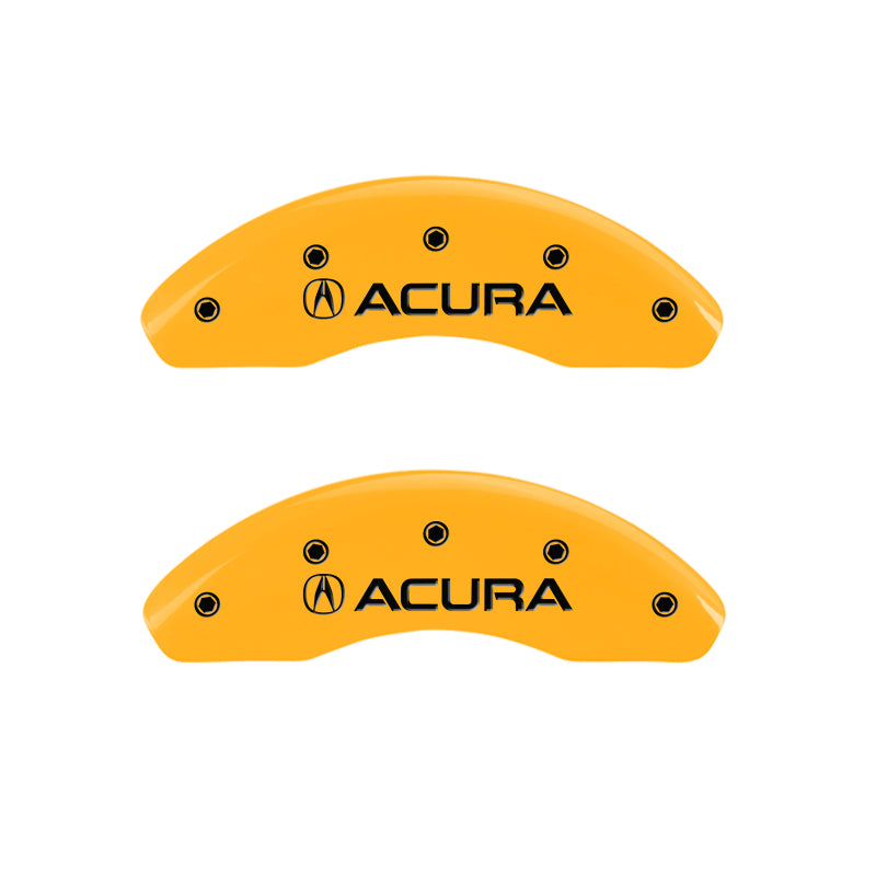 MGP 4 Caliper Covers Engraved Front Acura Engraved Rear RDX Yellow finish black ch MGP