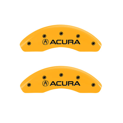 MGP 4 Caliper Covers Engraved Front Acura Engraved Rear RDX Yellow finish black ch MGP