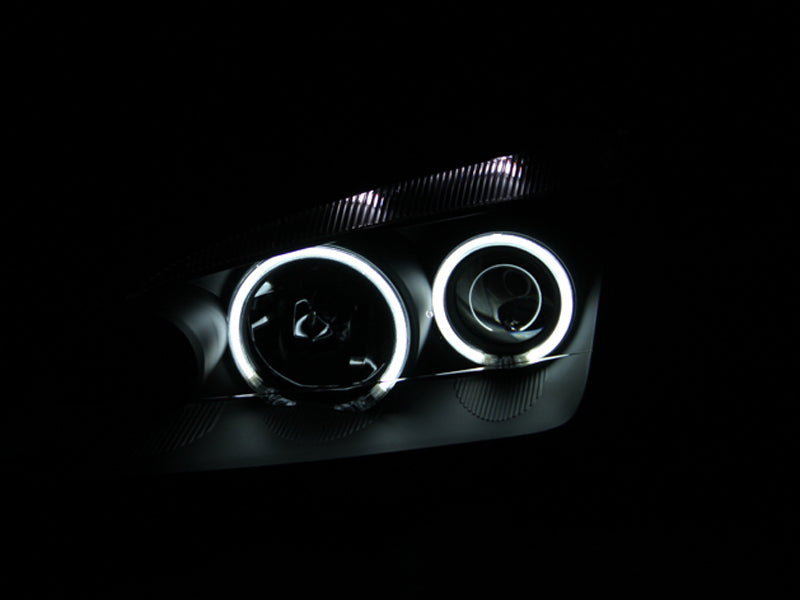 ANZO USA Ford Focus, Zx3, Zx4, Zx5 Projector Headlights W/ Halo Black; 2005-2007 - eliteracefab.com