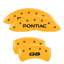 Load image into Gallery viewer, MGP 4 Caliper Covers Engraved Front &amp; Rear MGP Yellow finish black ch MGP