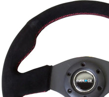 Load image into Gallery viewer, NRG Reinforced Steering Wheel 320mm Sport Suede Steering Wheel Red Stitch - eliteracefab.com