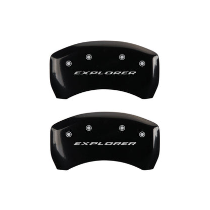 MGP 4 Caliper Covers Engraved Front & Rear Explorer Black finish silver ch MGP