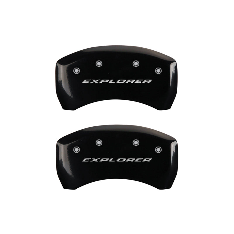 MGP 4 Caliper Covers Engraved Front & Rear Explorer Black finish silver ch MGP